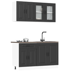 4 Piece Kitchen Cabinet Set "Kalmar" Engineered Wood Black