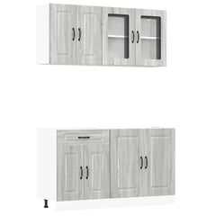 4 Piece Kitchen Cabinet Set "Kalmar" Engineered Wood Grey sonoma