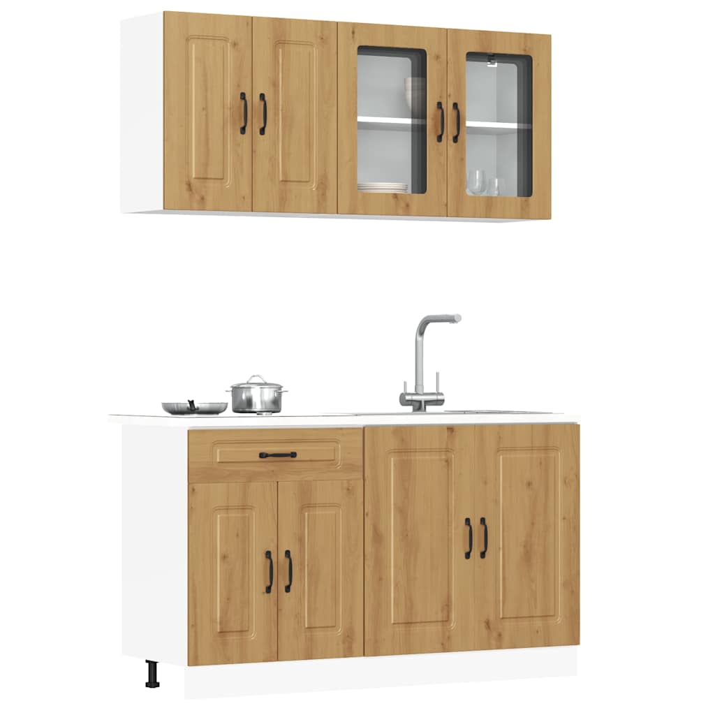 4 Piece Kitchen Cabinet Set "Kalmar" Engineered Wood Artisan oak