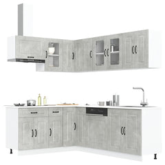 11 Piece Kitchen Cabinet Set "Kalmar" Engineered Wood Concrete grey