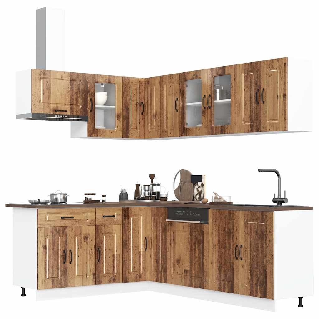 11 Piece Kitchen Cabinet Set "Kalmar" Engineered Wood Old wood