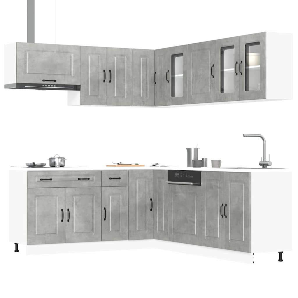11 Piece Kitchen Cabinet Set "Kalmar" Engineered Wood Concrete grey
