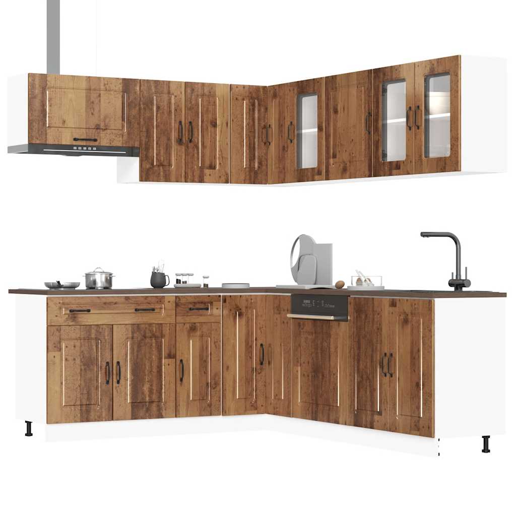 11 Piece Kitchen Cabinet Set "Kalmar" Engineered Wood Old wood