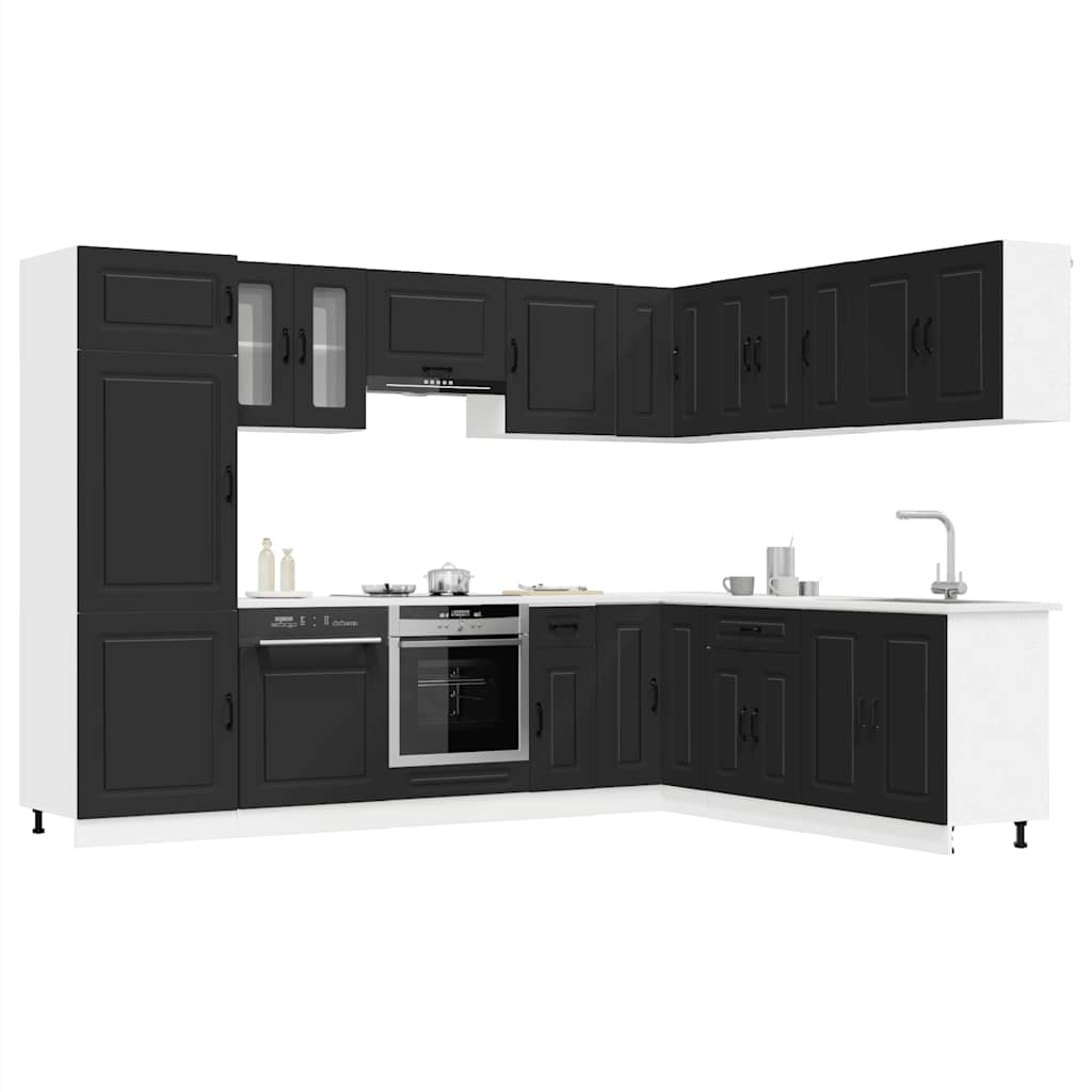 14 Piece Kitchen Cabinet Set "Kalmar" Engineered Wood Black