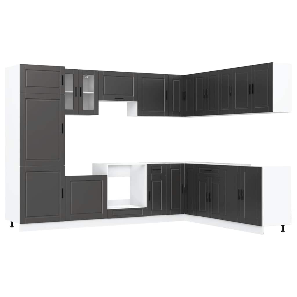 14 Piece Kitchen Cabinet Set "Porto" Engineered Wood Black