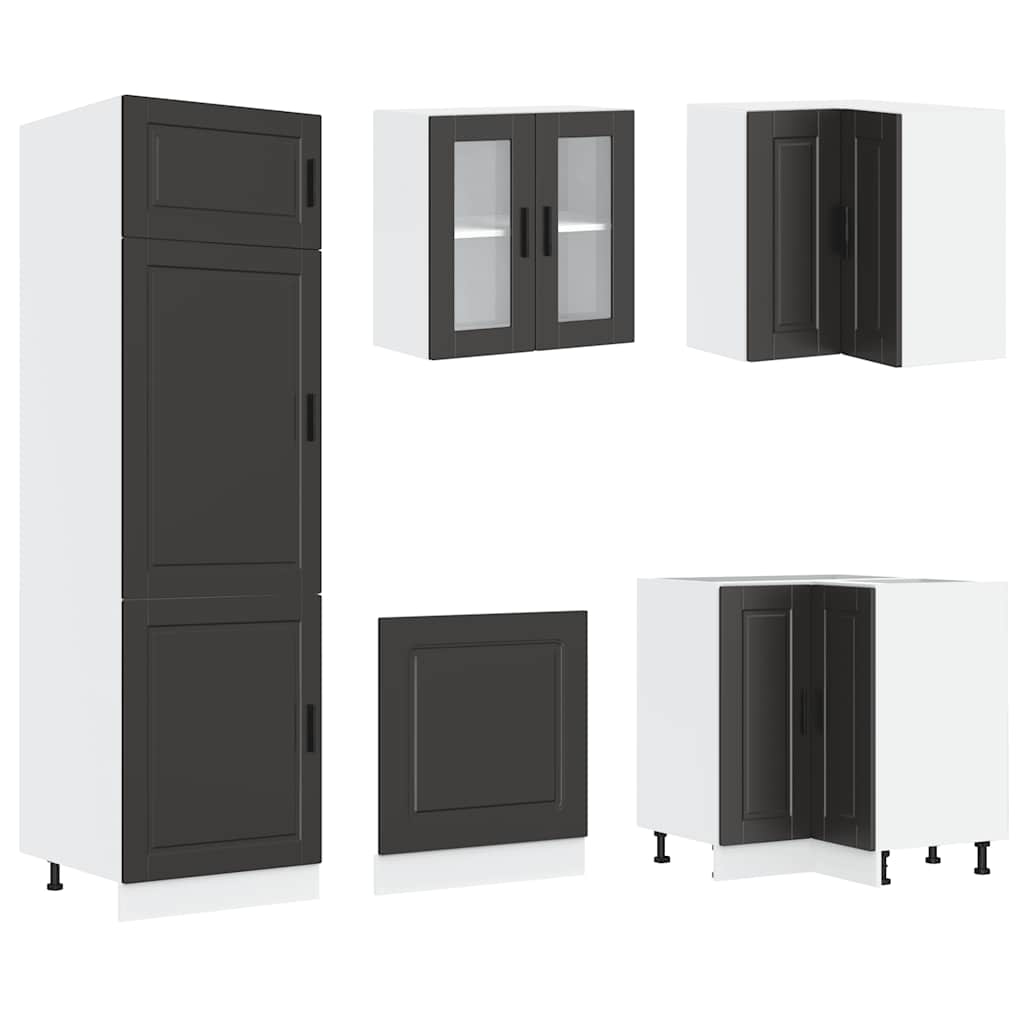 14 Piece Kitchen Cabinet Set "Porto" Engineered Wood Black