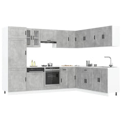 14 Piece Kitchen Cabinet Set "Porto" Engineered Wood Concrete grey