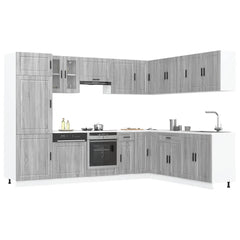 14 Piece Kitchen Cabinet Set "Porto" Engineered Wood Grey sonoma