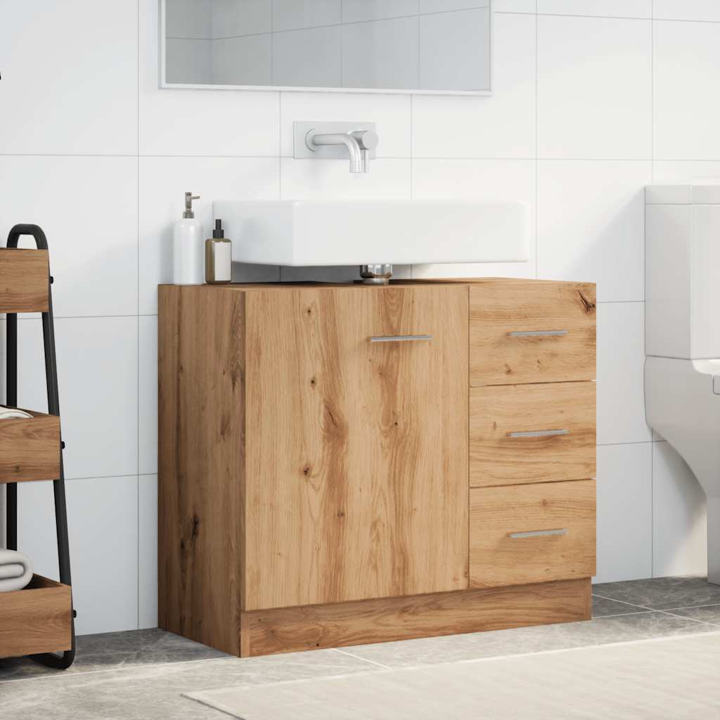 vidaXL Sink Cabinet Artisian Oak 63x30x54 cm Engineered Wood 3