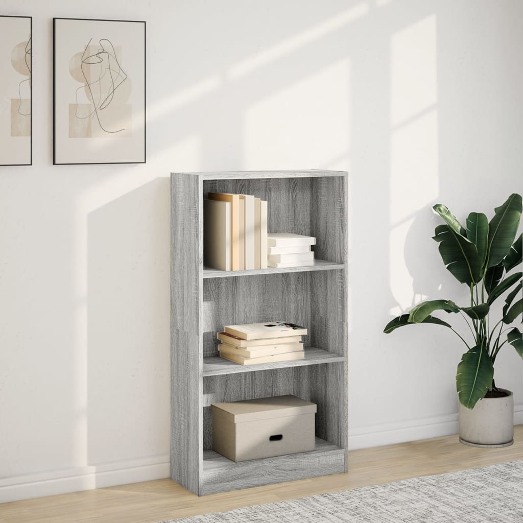 vidaXL Bookcase Grey Sonoma 60x24x109 cm Engineered Wood 3