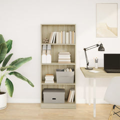 vidaXL Bookcase Sonoma Oak 60x24x143 cm Engineered Wood 3