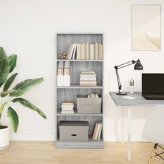vidaXL Bookcase Grey Sonoma 60x24x143 cm Engineered Wood 3