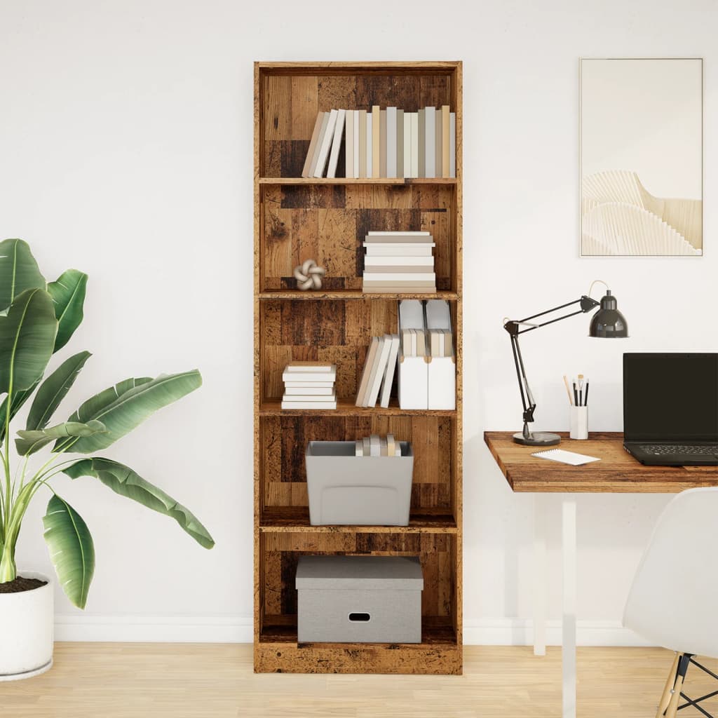 vidaXL Bookcase Old Wood 60x24x176 cm Engineered Wood 3