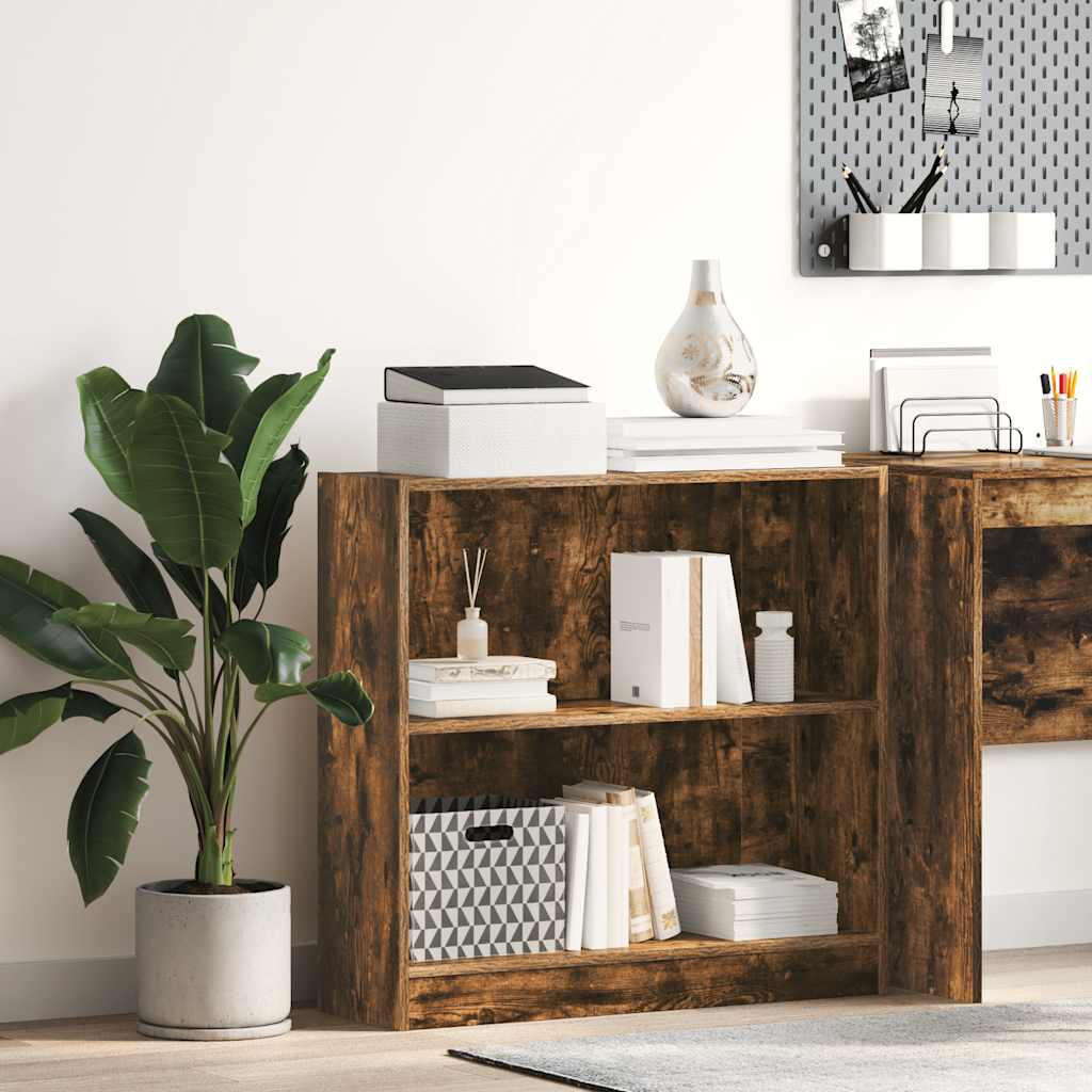 vidaXL Bookcase Smoked Oak 80x24x76 cm Engineered Wood 1