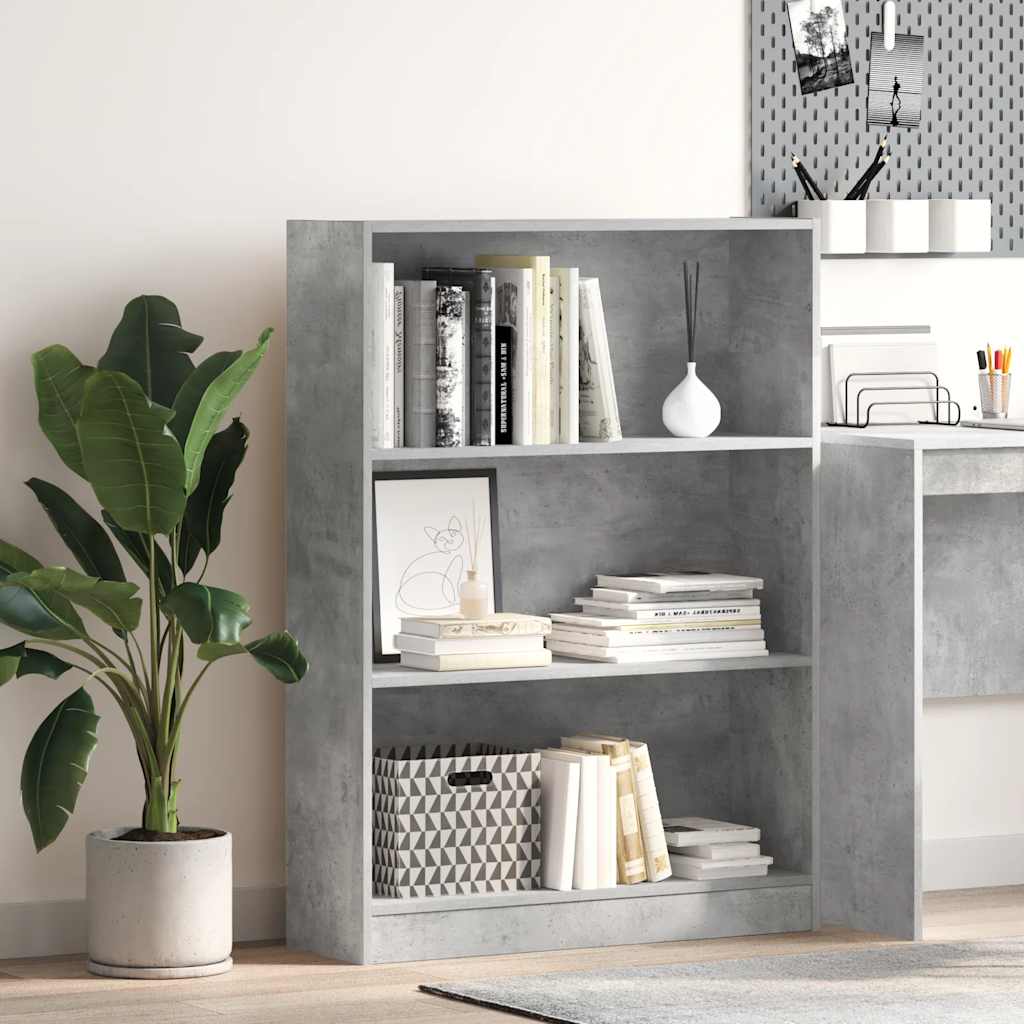 vidaXL Bookcase Concrete Grey 80x24x109 cm Engineered Wood 1