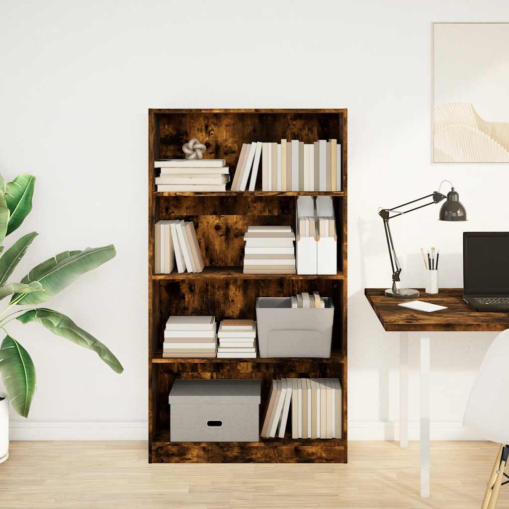 Bookcase 80x24x143 cm Engineered Wood Height 143 cm Width 80 cm Smoked oak