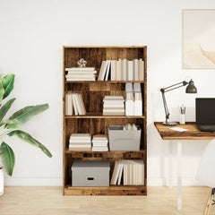 Bookcase 80x24x143 cm Engineered Wood Height 143 cm Width 80 cm Old wood
