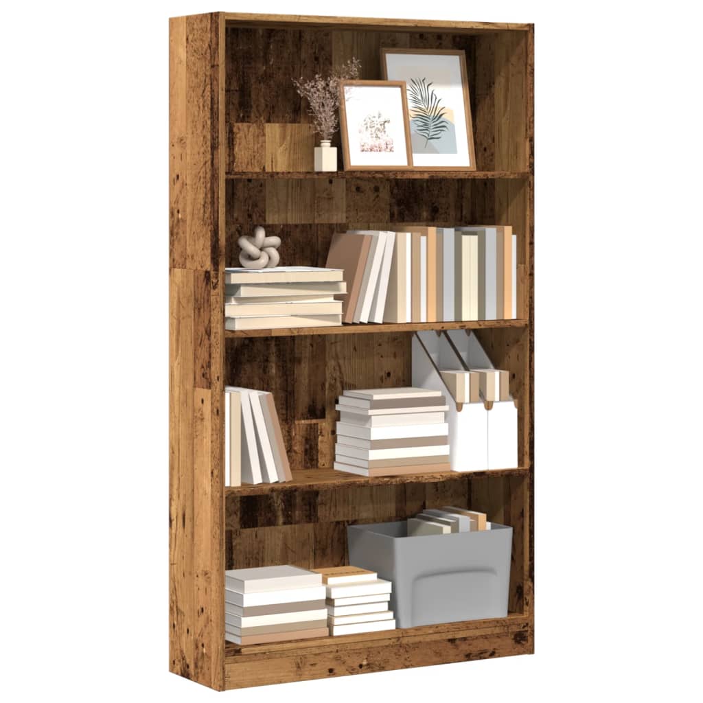 Bookcase 80x24x143 cm Engineered Wood Height 143 cm Width 80 cm Old wood