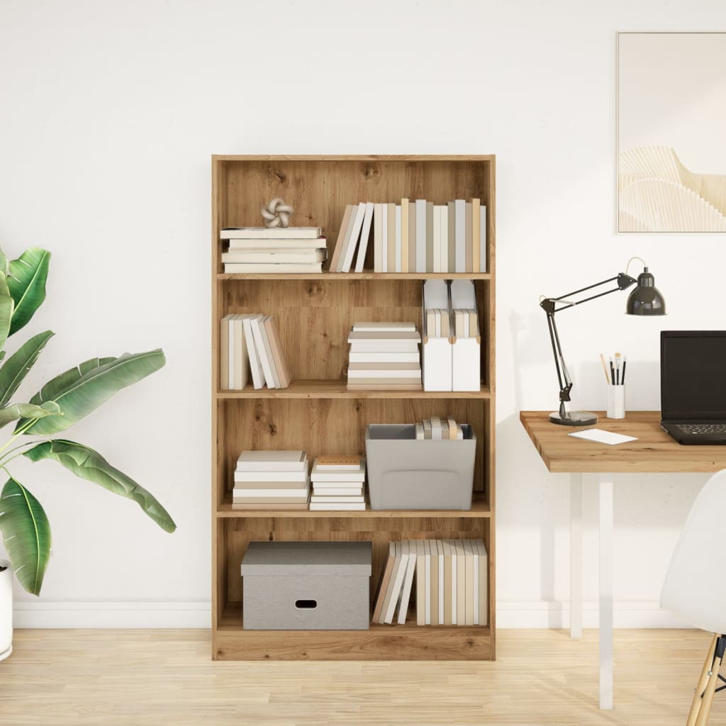 Bookcase 80x24x143 cm Engineered Wood Height 143 cm Width 80 cm Artisan oak