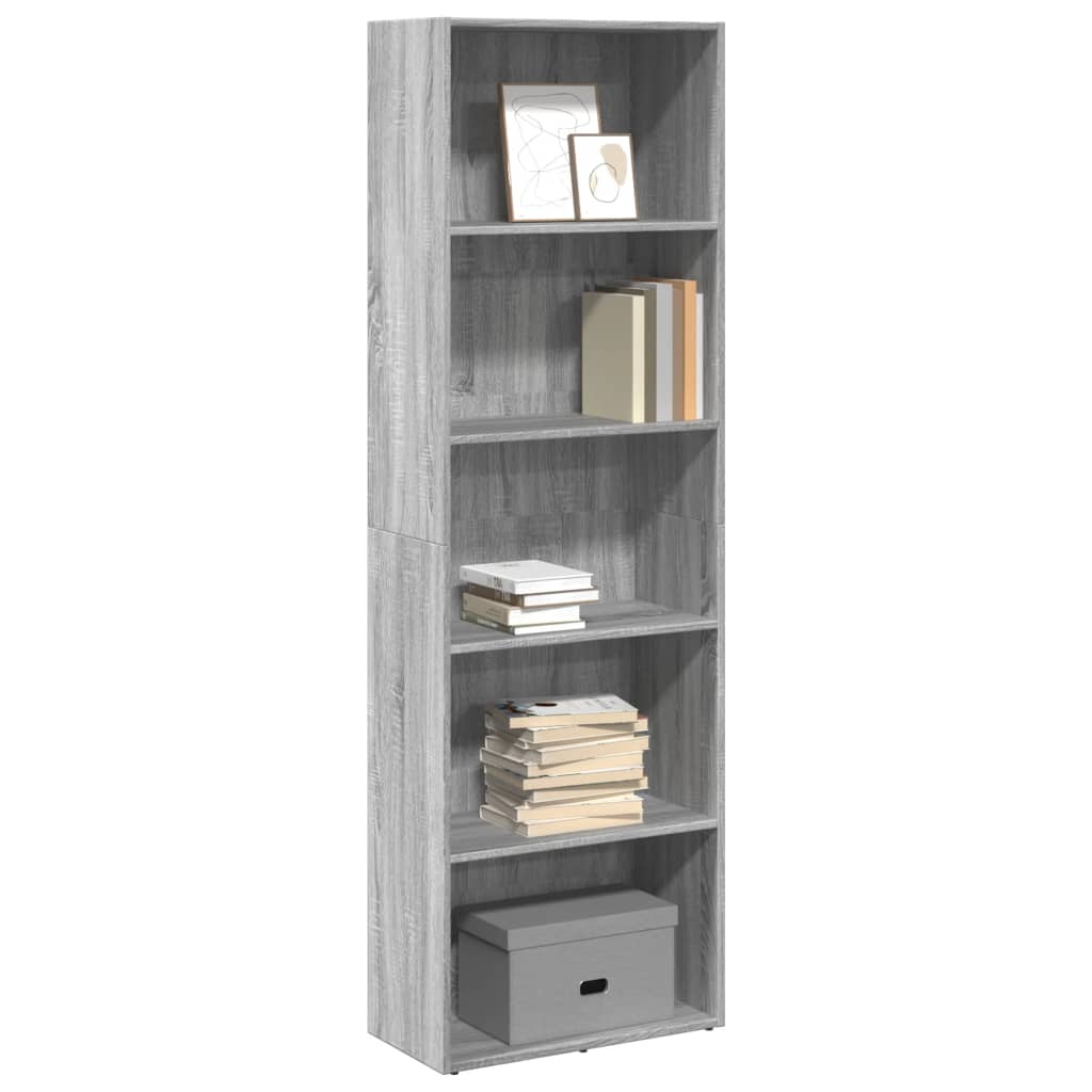 Bookcase 60x30x189 cm Engineered Wood Grey sonoma