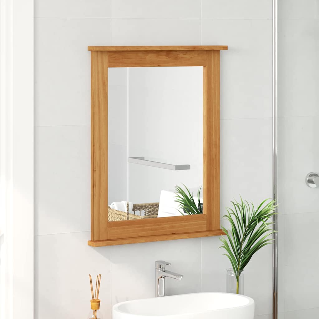 vidaXL Mirror VIGO Honey Brown 55.5 x 5 x 70 cm Solid pine wood 3