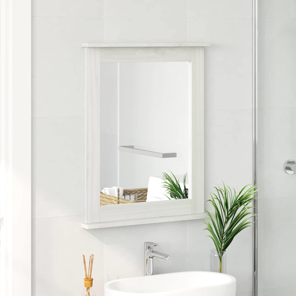 vidaXL Mirror VIGO Antique White 55.5 x 5 x 70 cm Solid pine wood 3