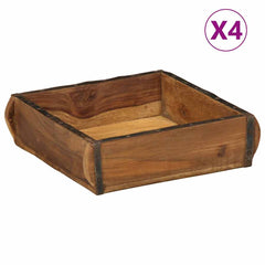 vidaXL Tray 4 pcs Brown 29 x 31 x 10 cm Solid Reclaim Wood 1