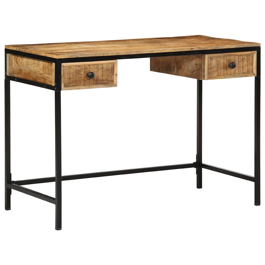 vidaXL Writing Desk Brown 105 x 50 x 75 cm Solid Mango Wood and Metal 4