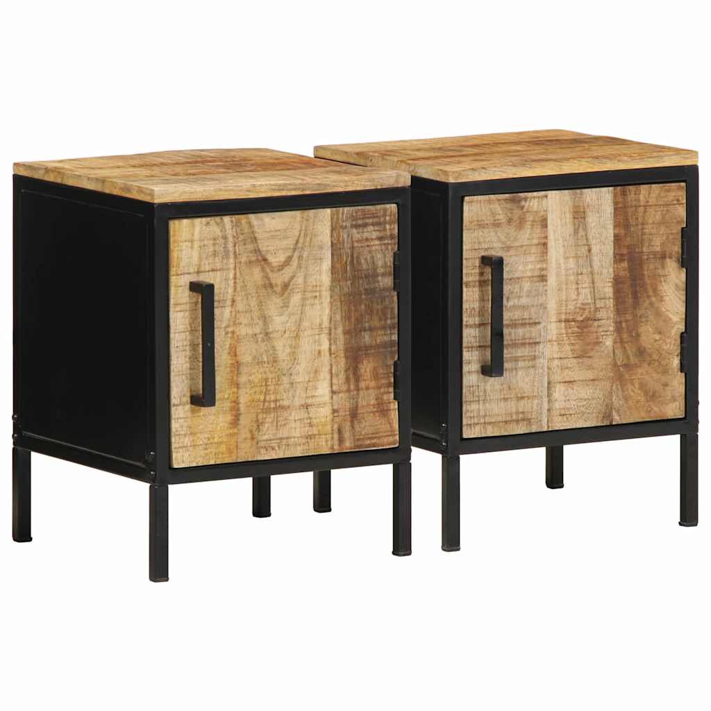 vidaXL Bedside Cabinet 2 pcs Brown and Black 30 x 30 x 40 cm 1