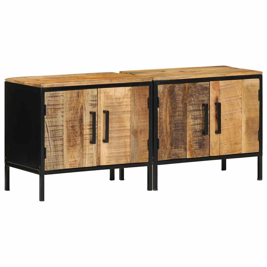 vidaXL Bedside Cabinet 2 pcs Brown and Black 50 x 30 x 45 cm 1
