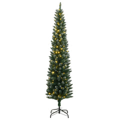 vidaXL Artificial Slim Christmas Tree 300 LEDs 180 cm 2
