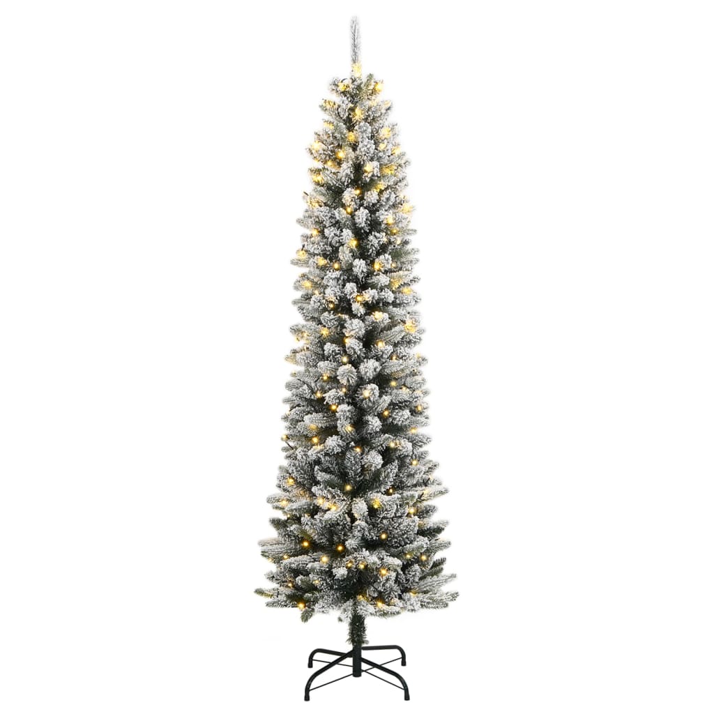 vidaXL Christmas Tree | Green and white | PVC, PE, Steel | Tall and slim 2