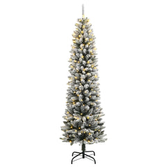 vidaXL Christmas Tree | Green and white | PVC, PE, Steel | Tall and slim 2