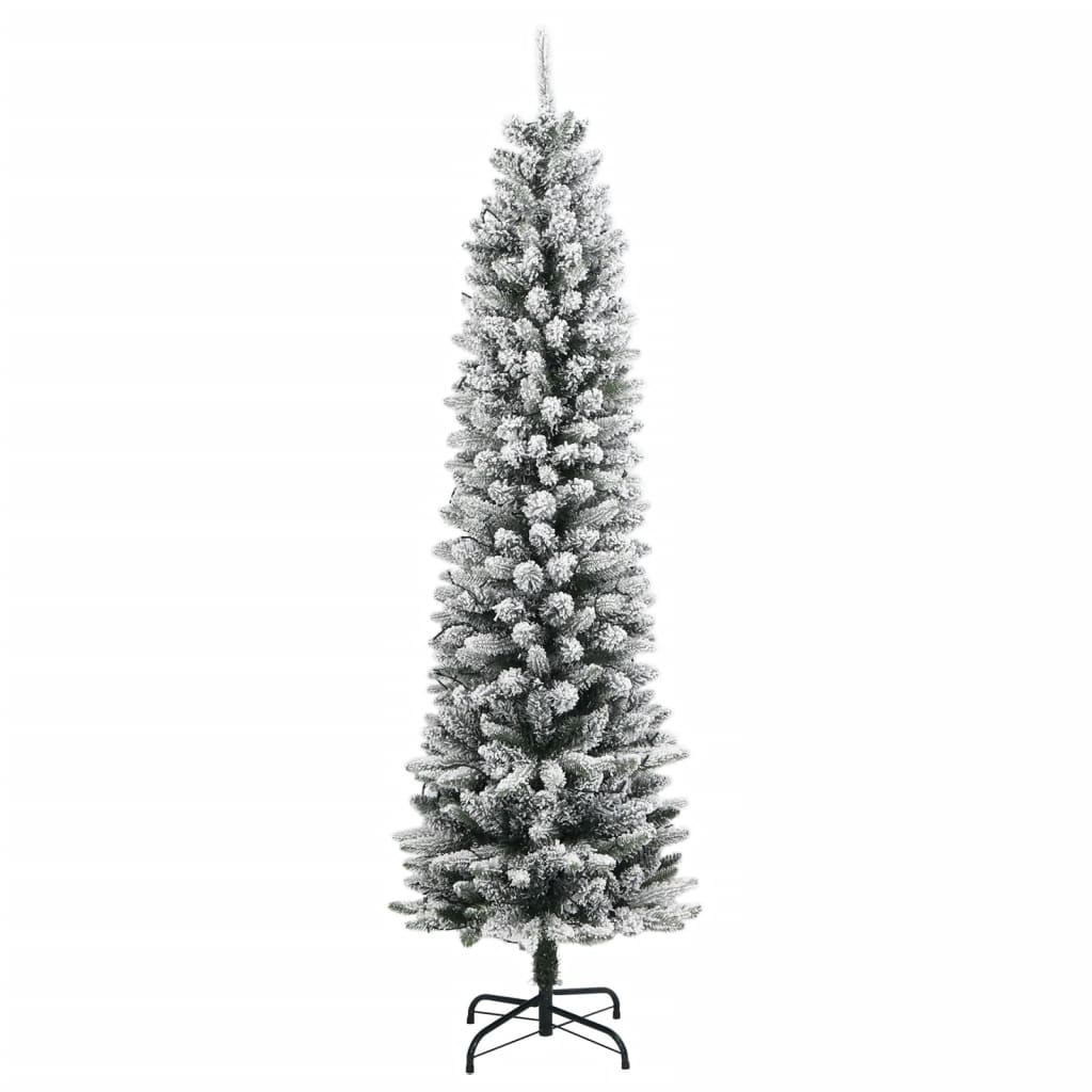 vidaXL Christmas Tree | Green and white | PVC, PE, Steel | Tall and slim 3