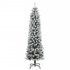 vidaXL Christmas Tree | Green and white | PVC, PE, Steel | Tall and slim 3