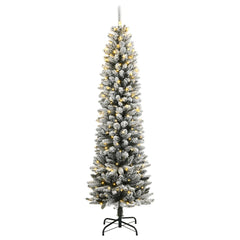 vidaXL Christmas Tree | Green and white | PVC, PE, Steel | 210 cm tall 2