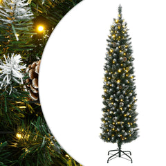 vidaXL Artificial Slim Christmas Tree Green and White 150 cm