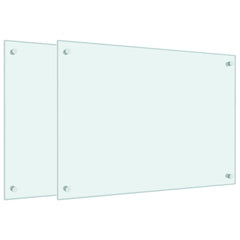 vidaXL Kitchen Backsplashes 2 pcs White 70x50 cm Tempered Glass 2