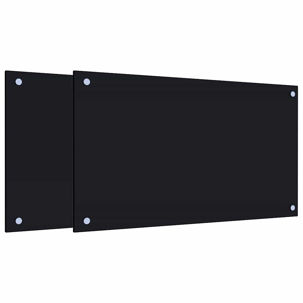 Kitchen Backsplashes 70x40 cm Tempered Glass 2 pcs Black 70 cm