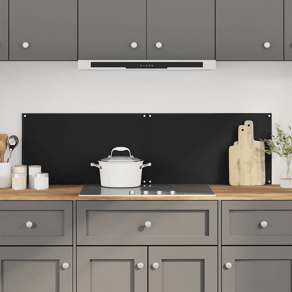 Kitchen Backsplashes 70x40 cm Tempered Glass 2 pcs Black 70 cm
