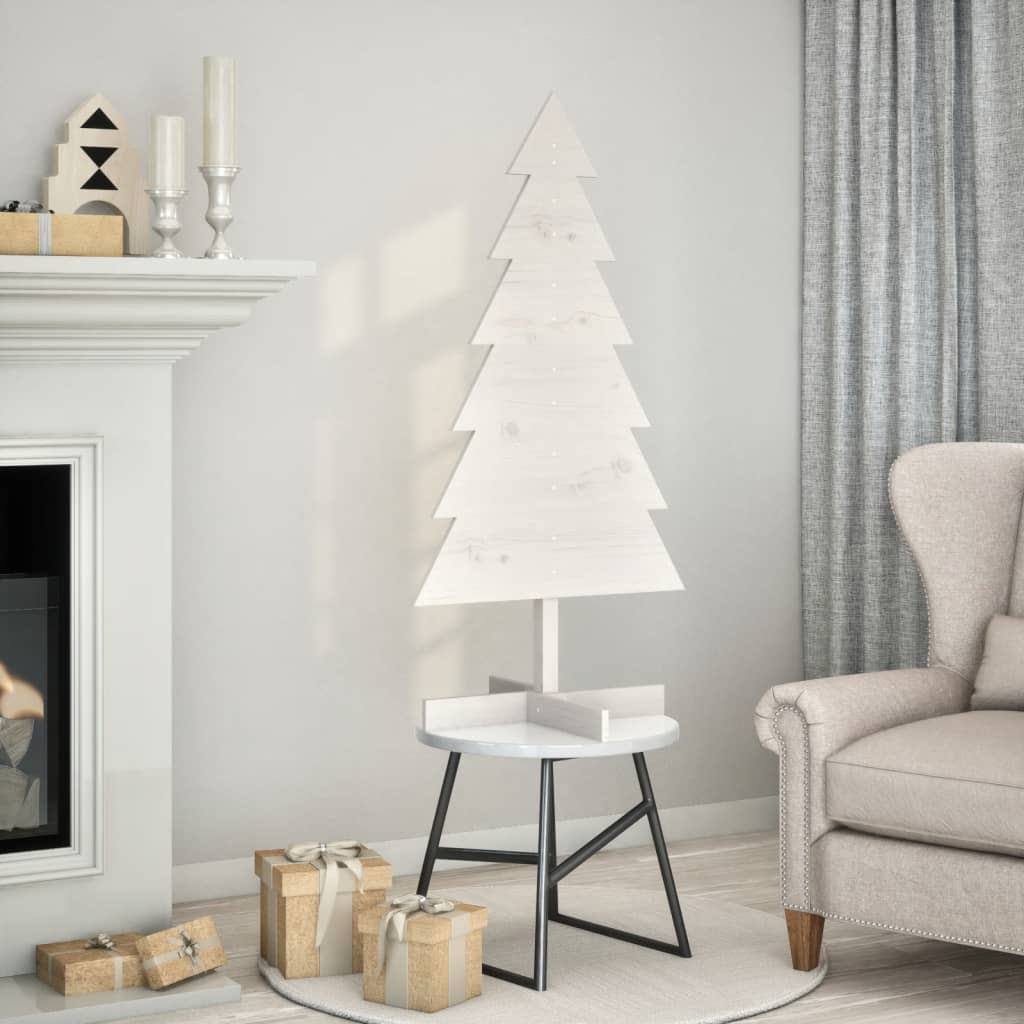 vidaXL Wooden Christmas Tree for Decoration White 120 cm Solid Wood Pine 1