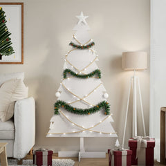 vidaXL Wooden Christmas Tree for Decoration White 150 cm Solid Wood Pine 1