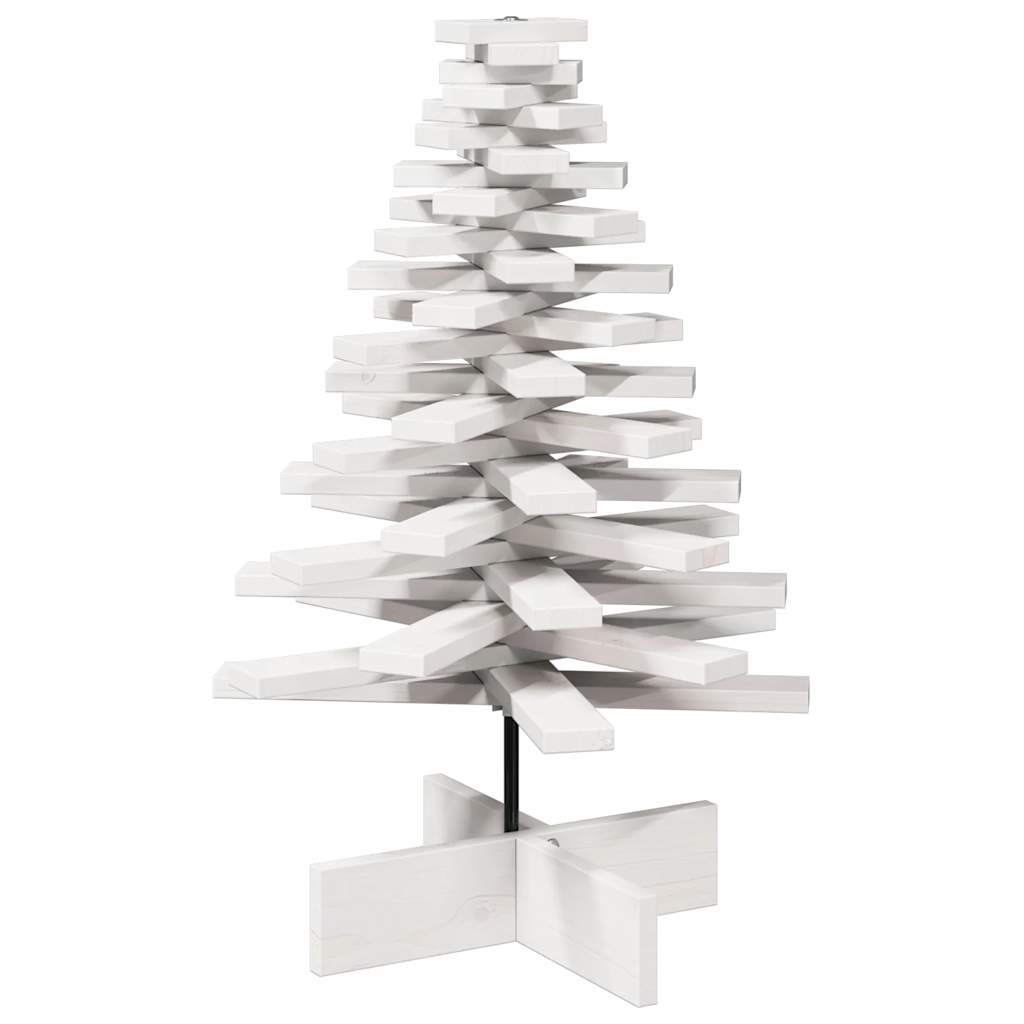 vidaXL Wooden Christmas Tree for Decoration White 80 cm Solid Wood Pine 2
