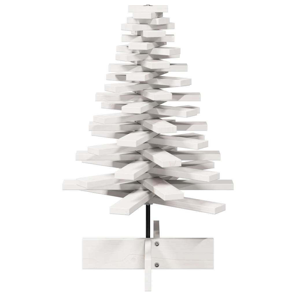 Wooden Christmas Tree for Decoration Solid Wood Pine White 80 cm