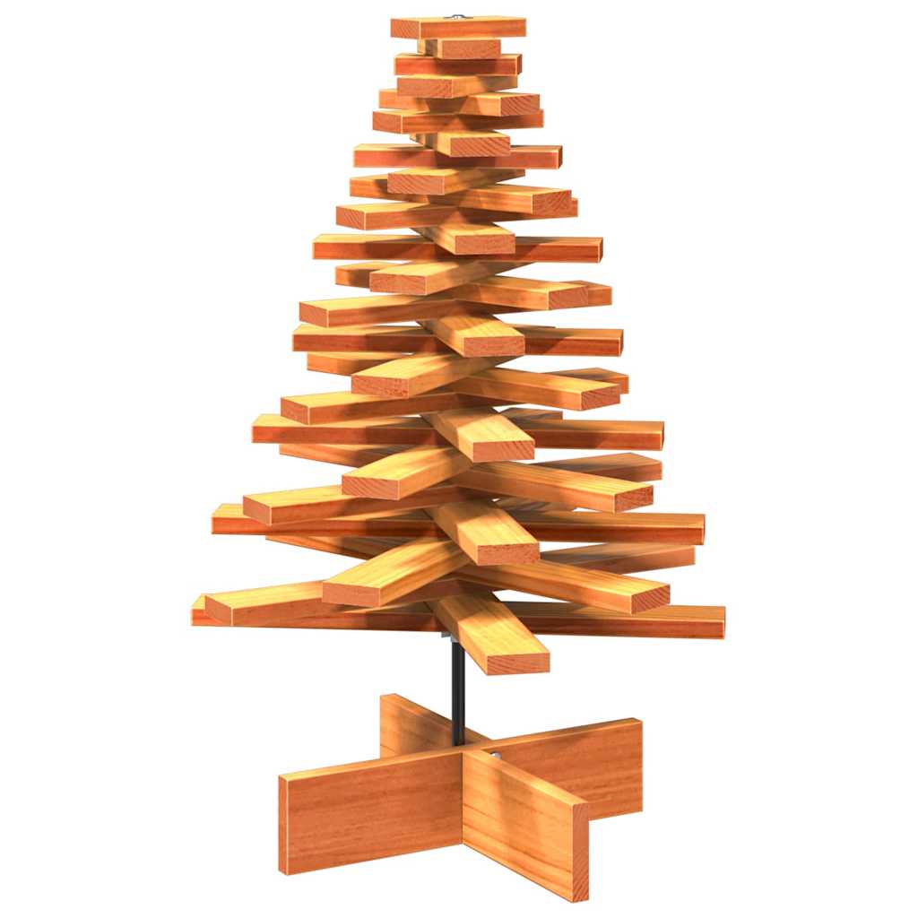 Wooden Christmas Tree for Decoration Solid Wood Pine Wax brown 80 cm