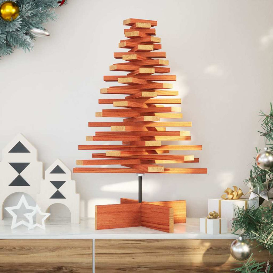 vidaXL Wooden Christmas Tree for Decoration Wax Brown 80 cm Solid Wood Pine 1