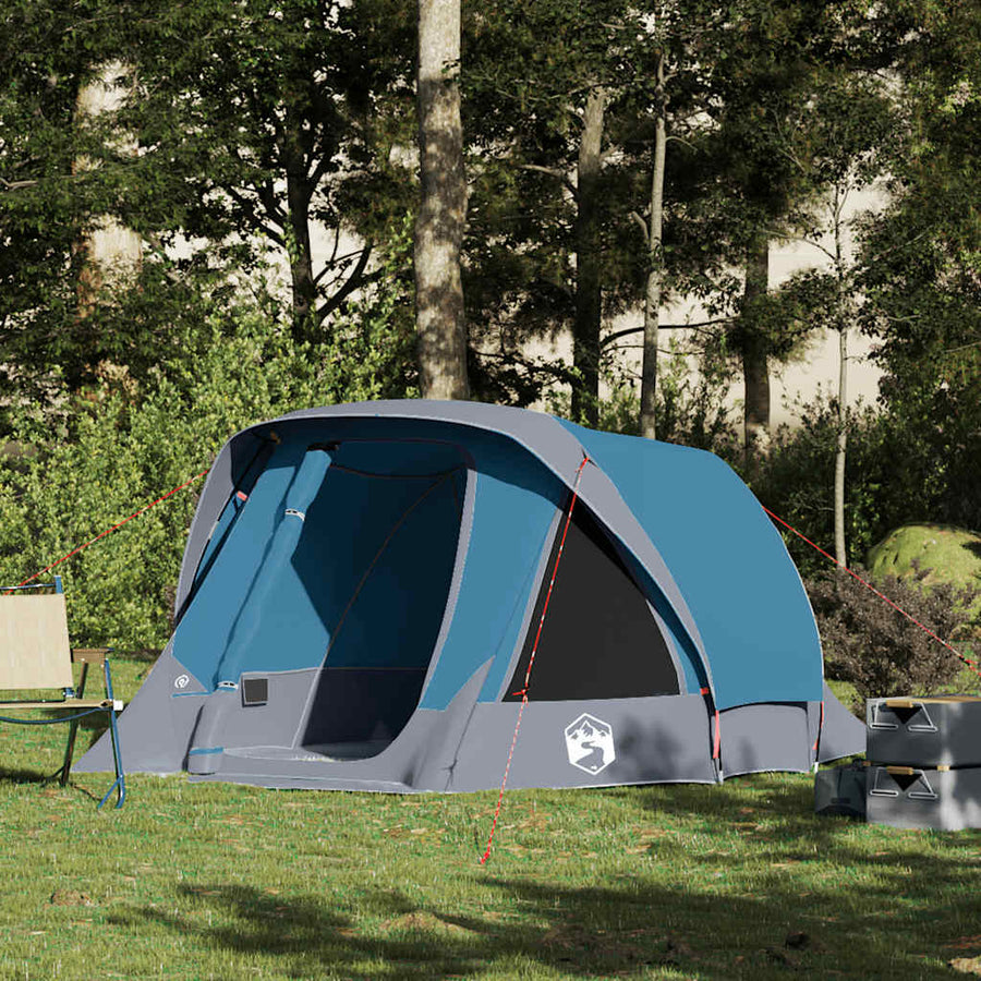 Camping Tent Cabin 4-Person Waterproof Width 298 cm Blue
