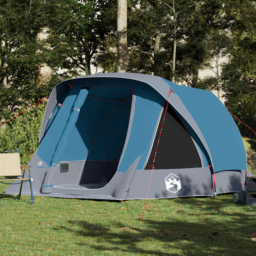 Family Tent Cabin 6-Person Waterproof Width 360 cm Blue