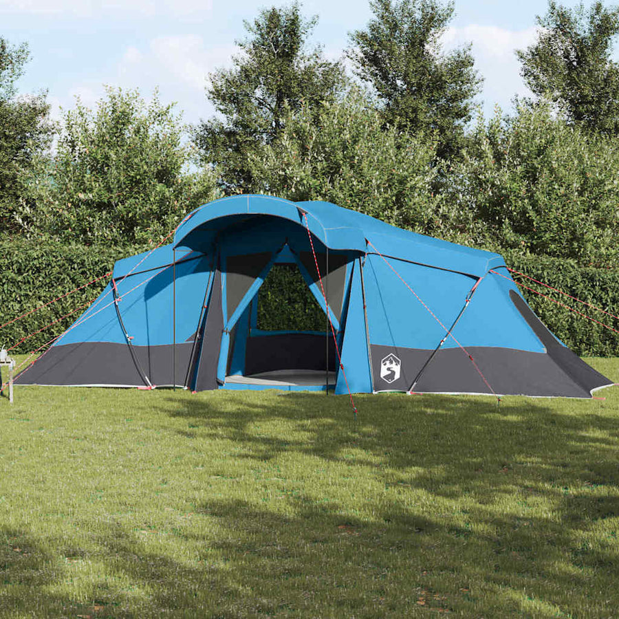 Family Tent 6-Person and Grey Polyester and Fiberglass Blue