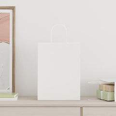 vidaXL Paper Bags 250 pcs with Handles White 26x12x35 cm 2